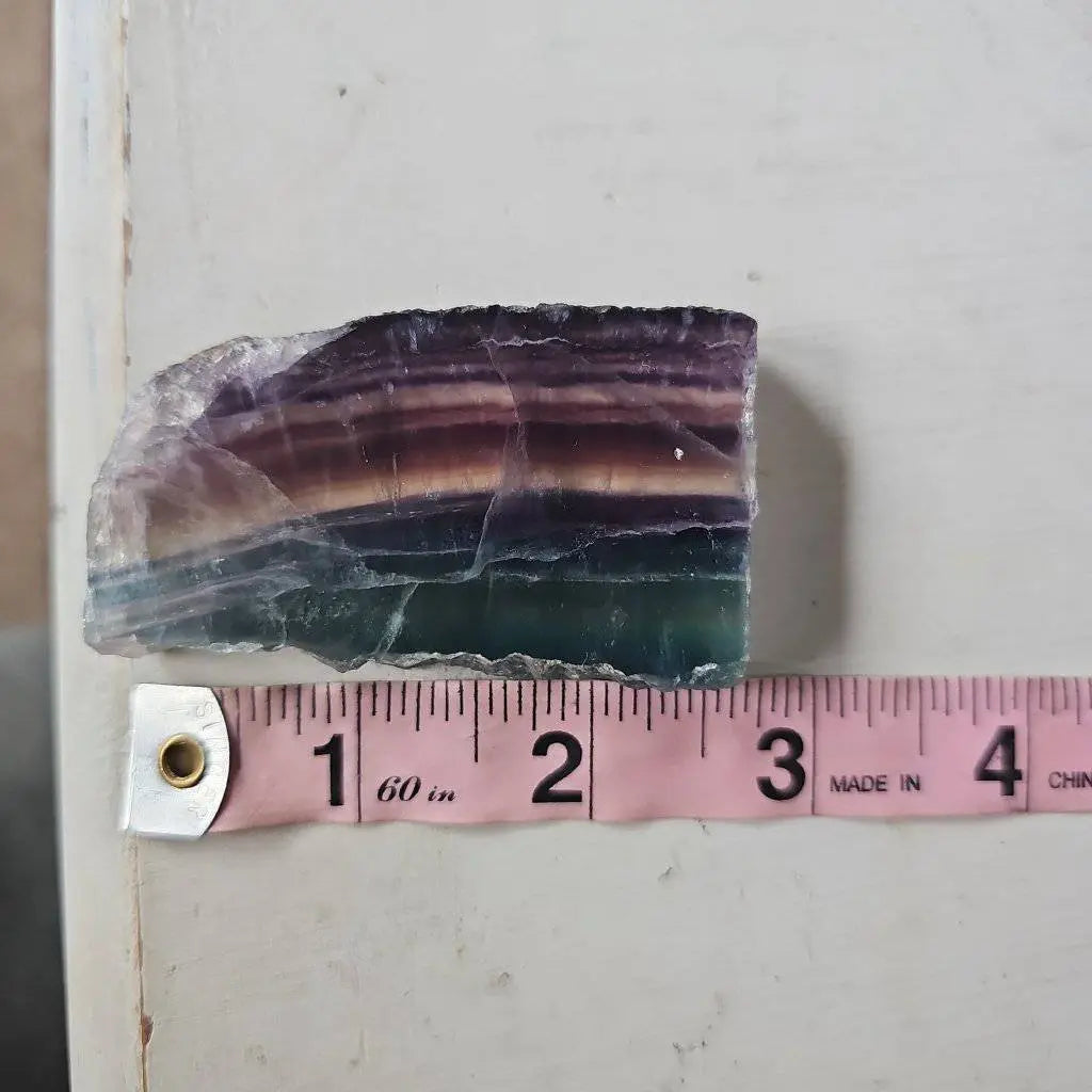 Rainbow Fluorite Crystal Slice #649 - Studio Selyn