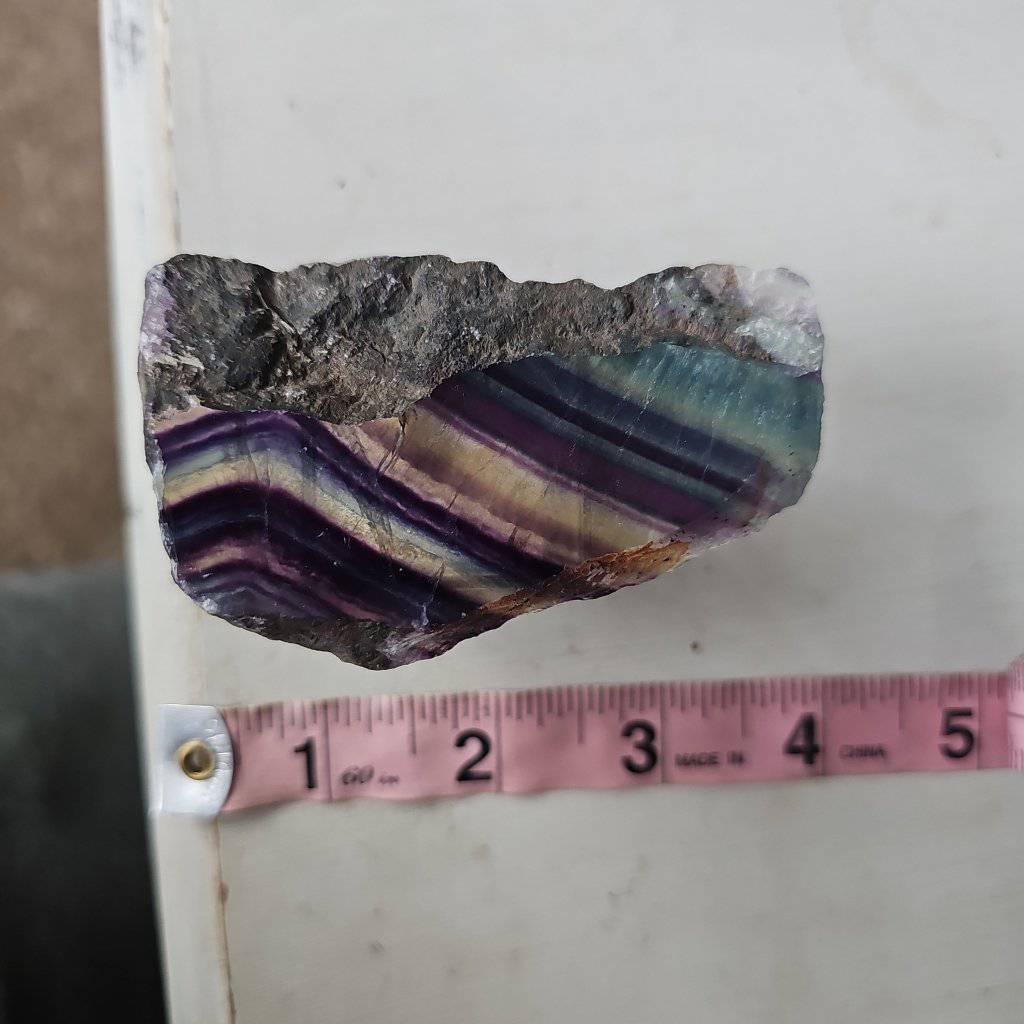 Rainbow Fluorite Crystal Slice #650 - Studio Selyn