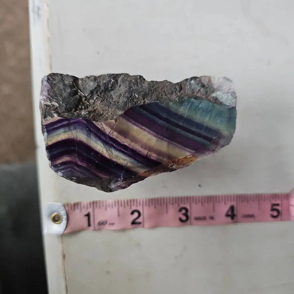 Rainbow Fluorite Crystal Slice #650 - Studio Selyn