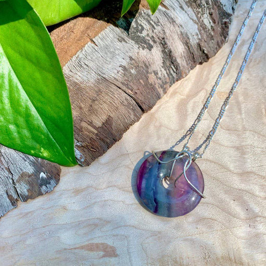 Fluorite Wrapped Crystal Necklace - Studio Selyn