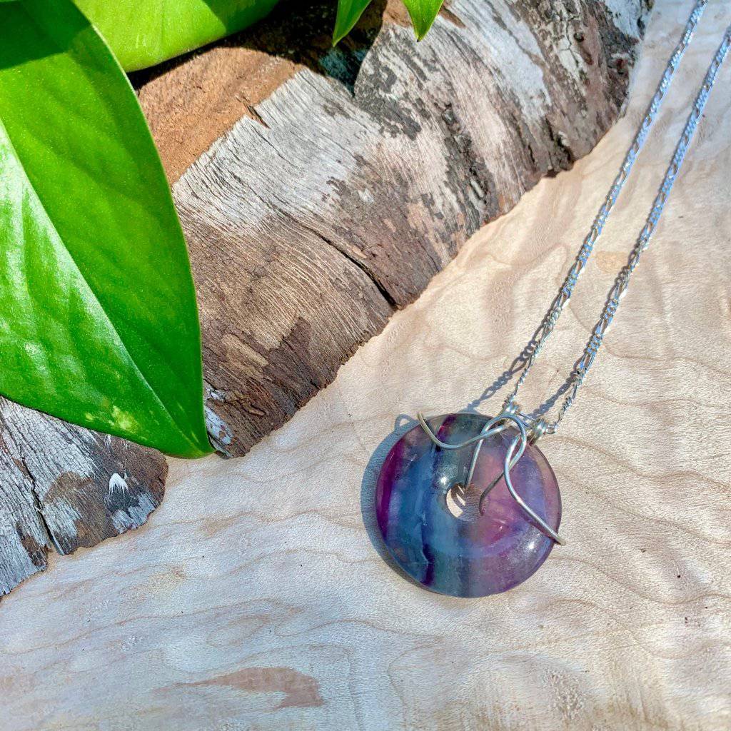Fluorite Wrapped Crystal Necklace - Studio Selyn