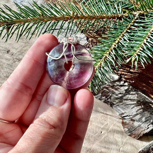 Fluorite Wrapped Crystal Necklace - Studio Selyn
