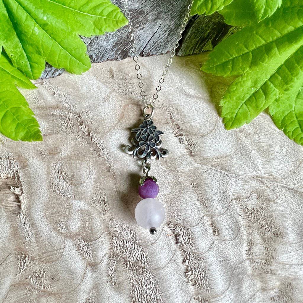 Ruby & Morganite Crystal Necklace - Studio Selyn