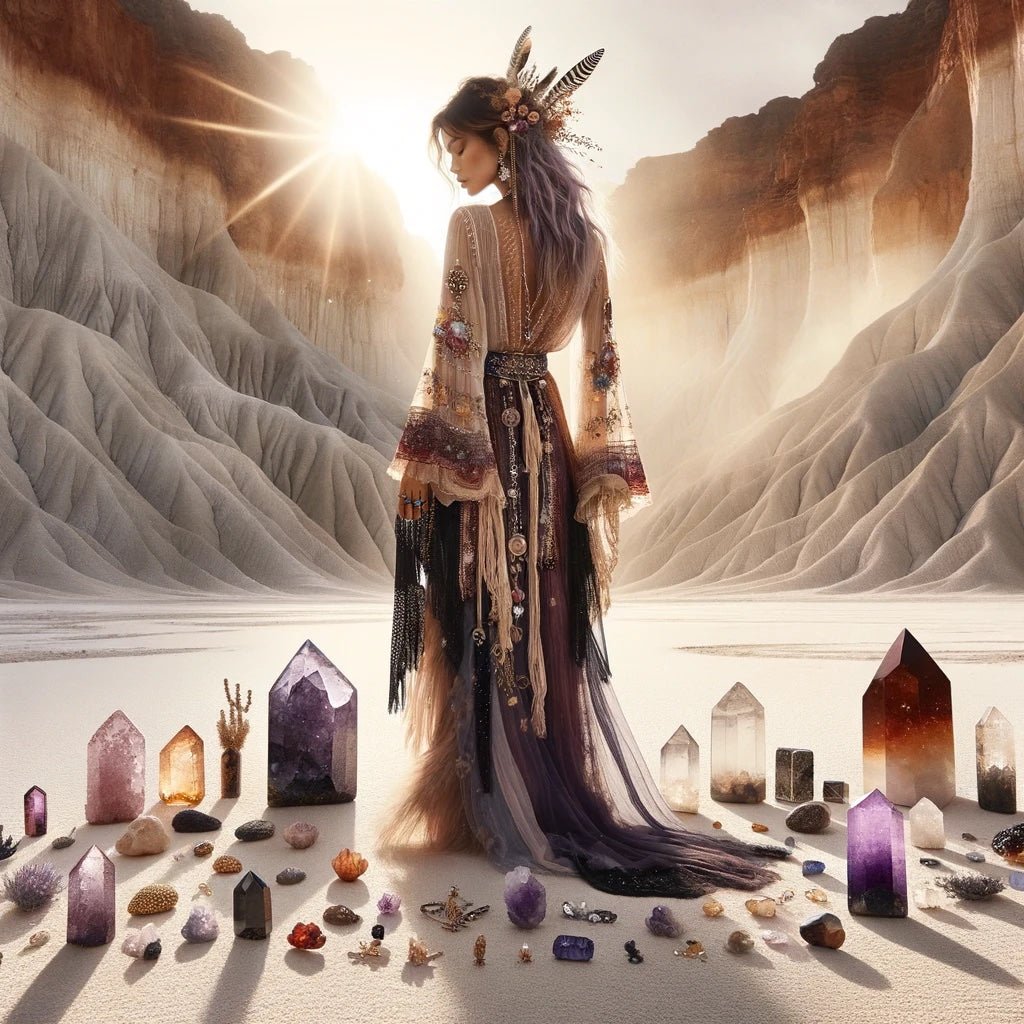 Explore a mystical path, revealing your inner divinity through 14 captivating crystals. - Studio Selyn