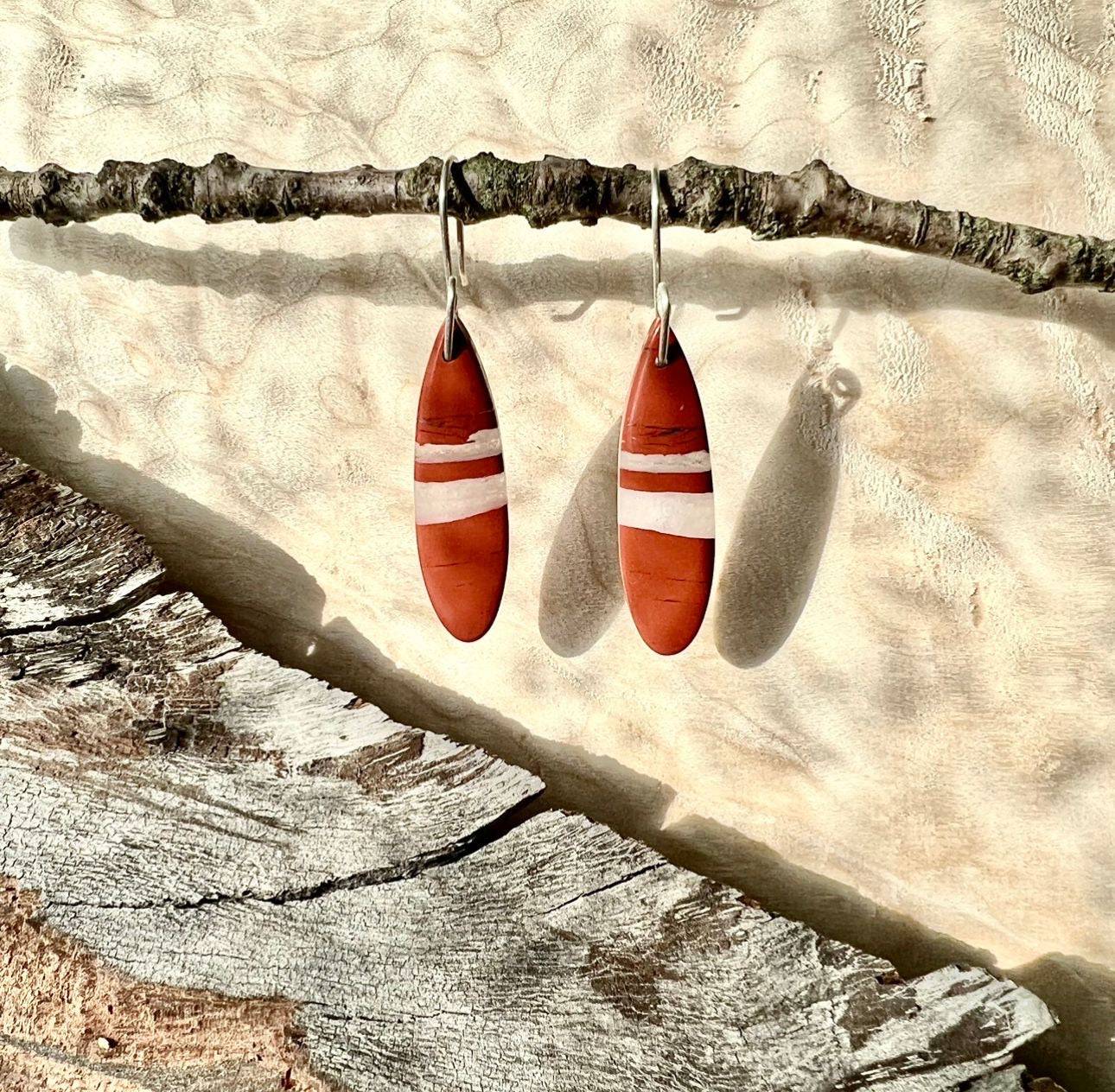 Small Batched Stone Drop Earrings  Red Jasper WS - Studio Selyn 