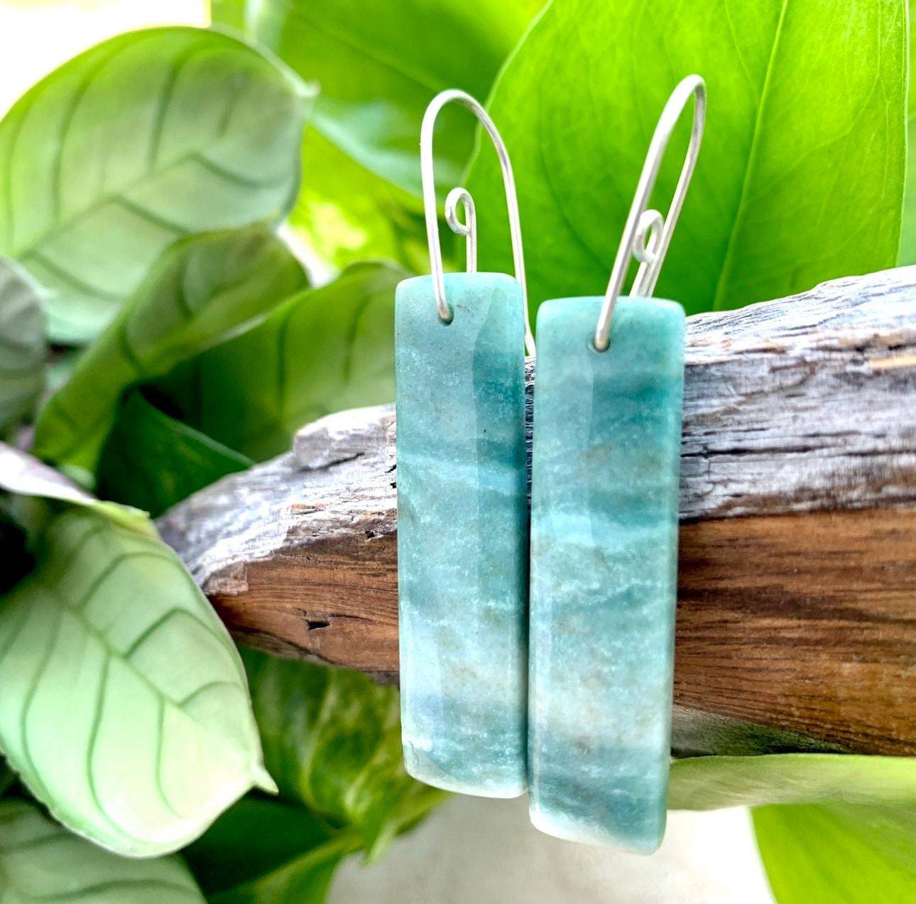 Small Batched  Stone Drop Earrings Jade WS - Studio Selyn 