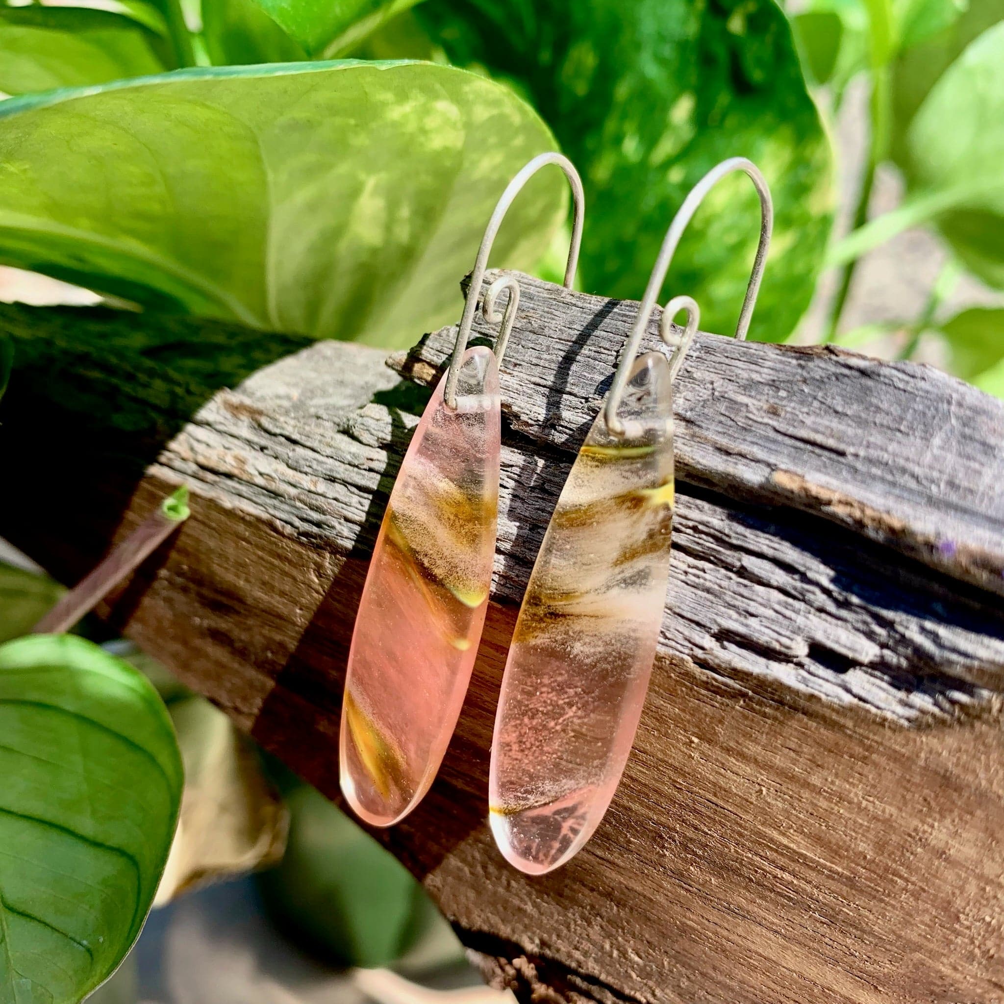 Small Batched Stone Drop Earrings Strawberry Quartz WS - Studio Selyn 