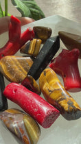 Load and play video in Gallery viewer, Green Glass Crystal Candle – Coral, Black Obsidian & Tiger’s Eye
