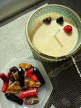 Load image into Gallery viewer, Green Glass Crystal Candle – Coral, Black Obsidian & Tiger’s Eye - Studio Selyn 
