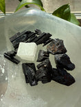 Load image into Gallery viewer, Silver Crystal Tea Light Candle – Selenite & Black Tourmaline - Studio Selyn 
