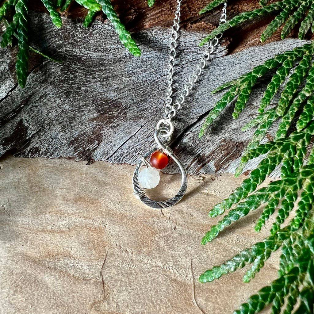 Carnelian Moonstone Ray Crystal Necklace - Studio Selyn