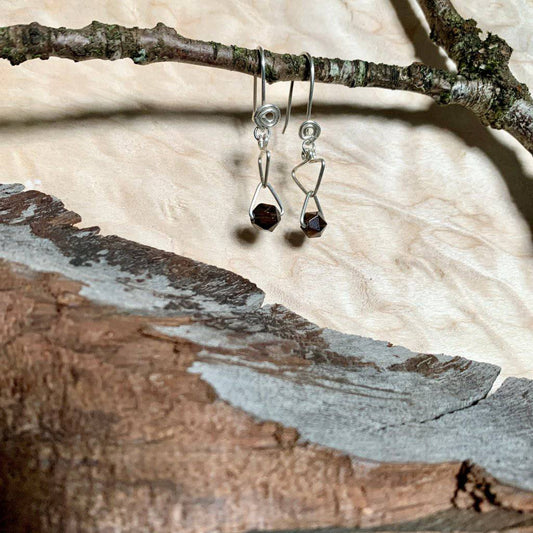 Empowerment Black Tourmaline Trinity Crystal Earrings - Studio Selyn