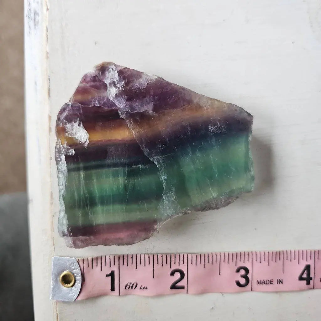 Rainbow Fluorite Crystal Slice #651 - Studio Selyn