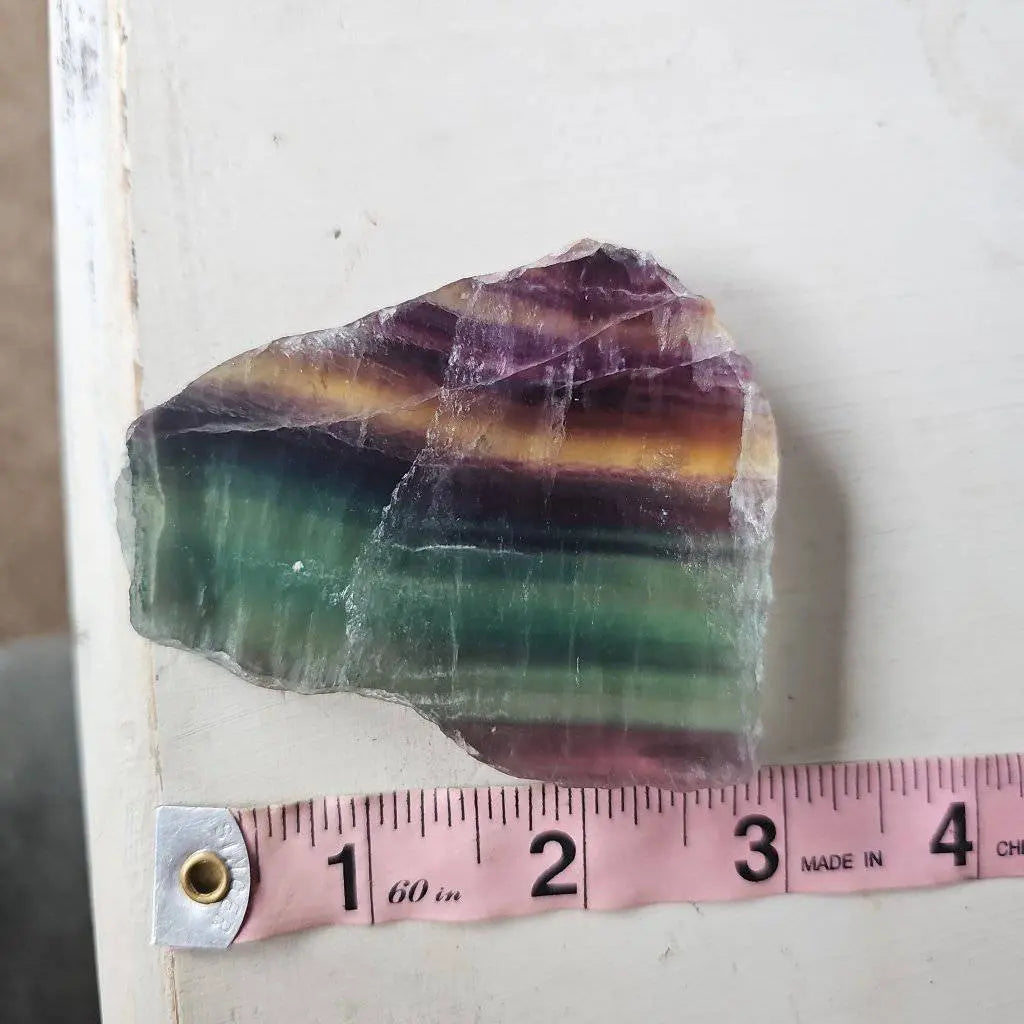 Rainbow Fluorite Crystal Slice #651 - Studio Selyn