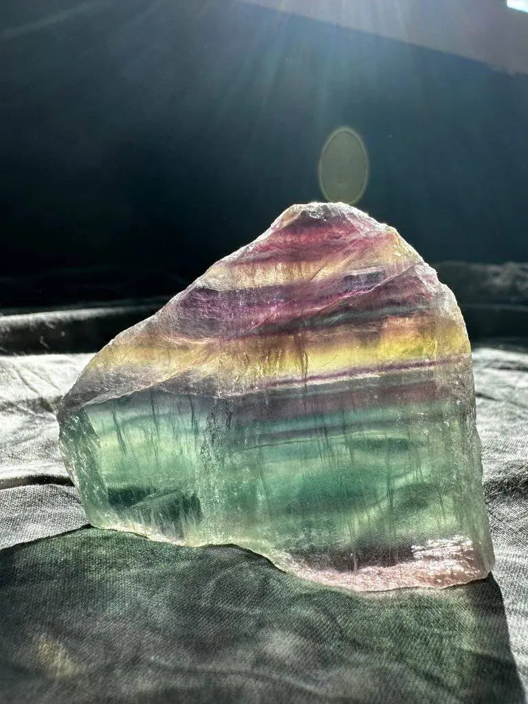 Rainbow Fluorite Crystal Slice #651- Studio Selyn