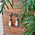 Load image into Gallery viewer, Malachite, citrine, shell earrings - Studio Selyn 
