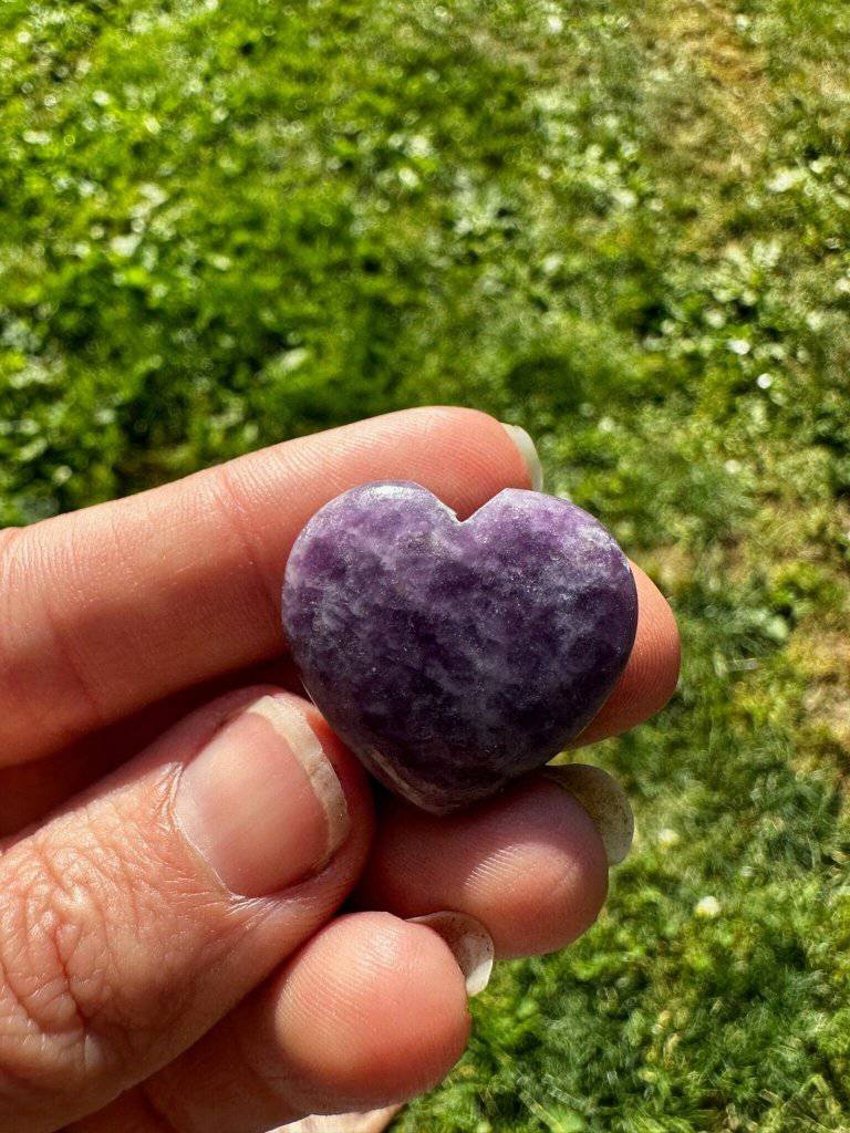Lepidolite Crystal Carved Polished Heart #70 - Studio Selyn