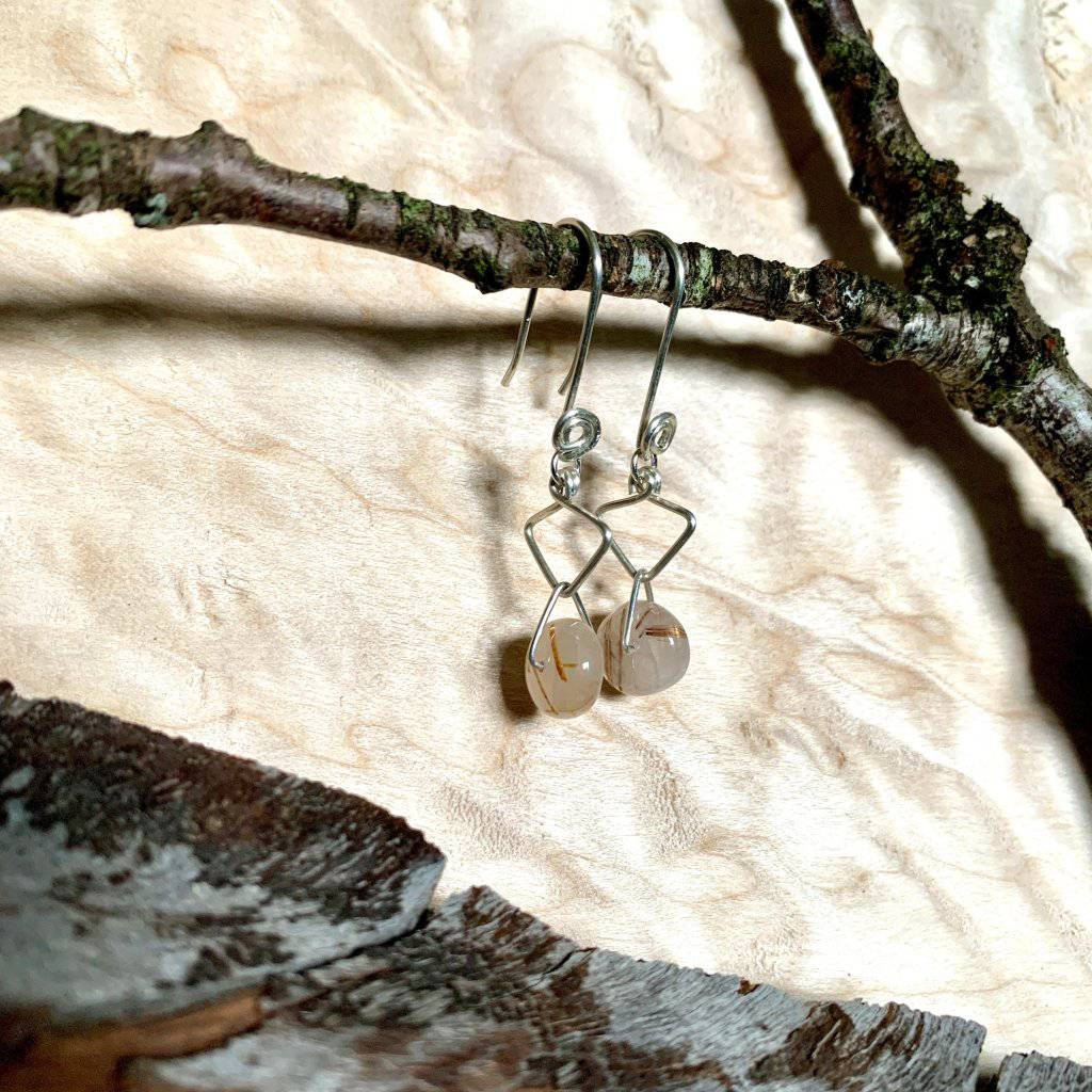 Serenity Golden Rutile Trinity Crystal Earrings - Studio Selyn