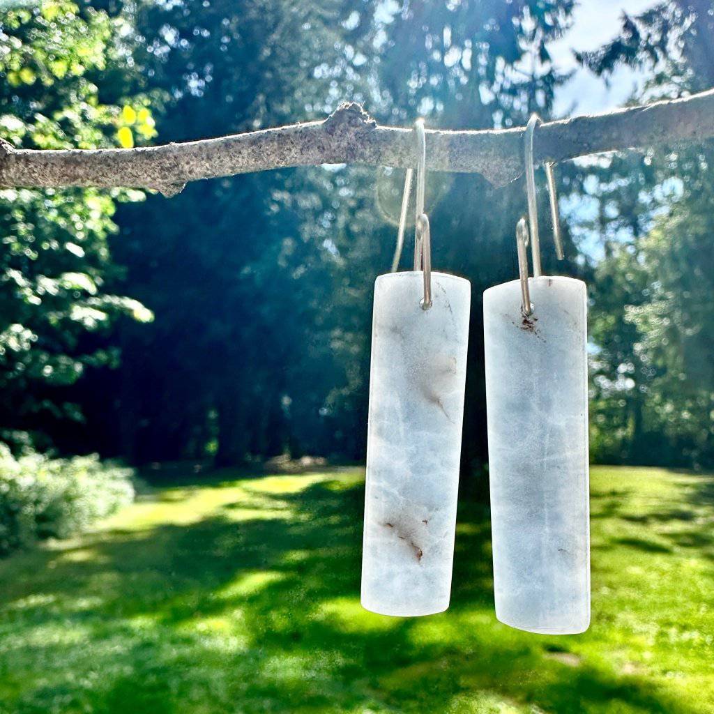 Small Batched Angelite Stone Drop Earrings - Studio Selyn