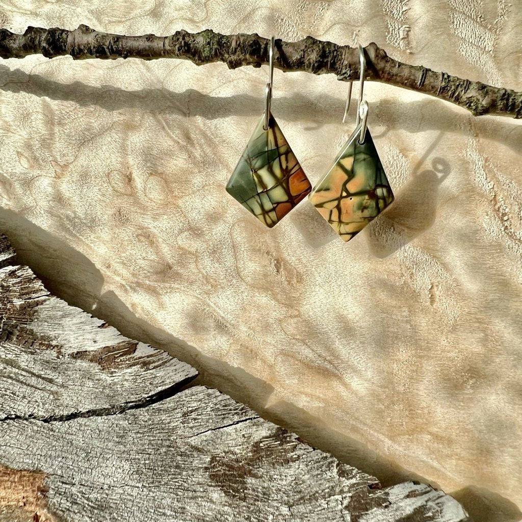 Small Batched Dry Creek Jasper Stone Drop Earrings - Studio Selyn