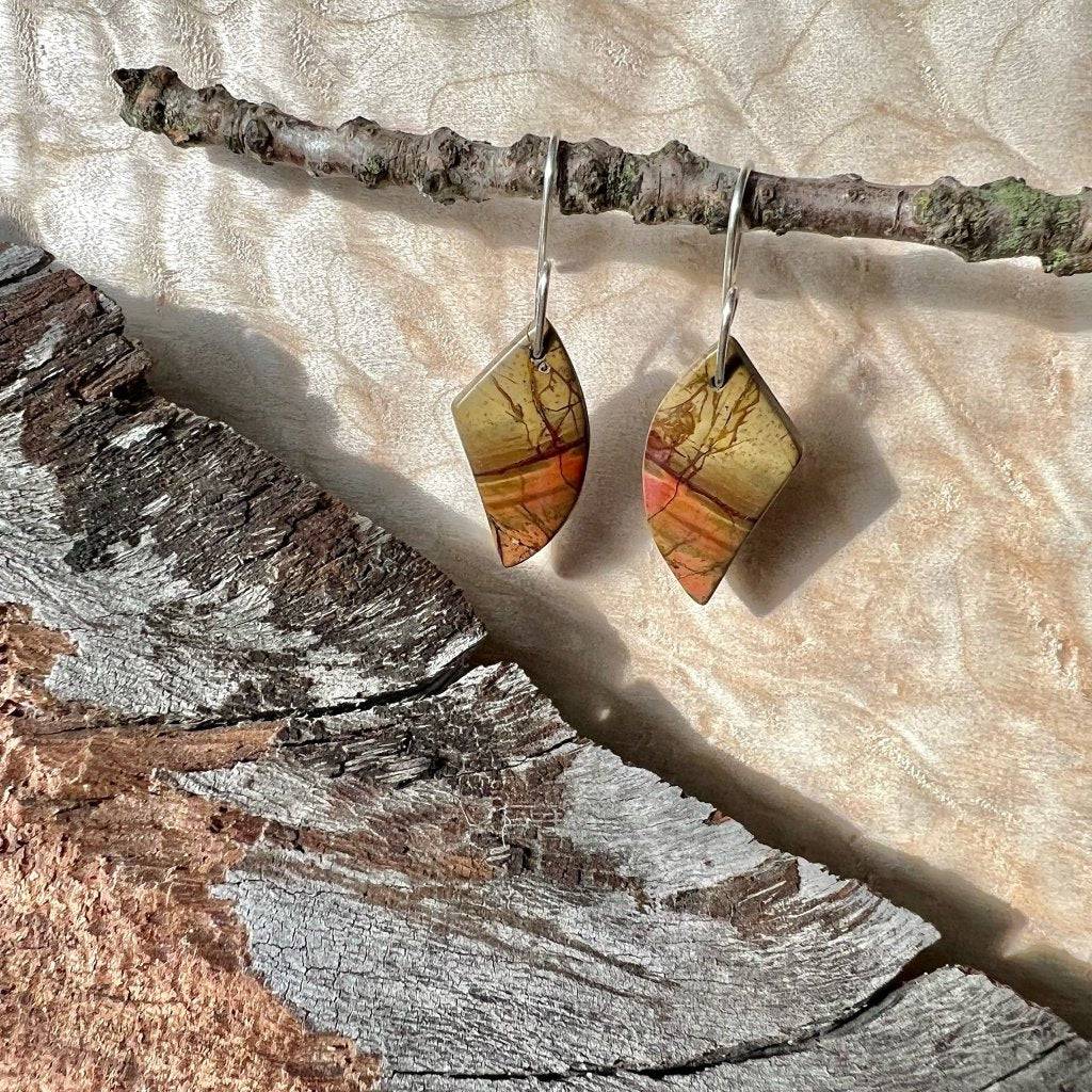 Small Batched Dry Creek Jasper Stone Drop Earrings - Studio Selyn