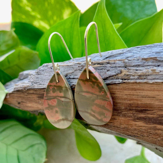 Small Batched Dry Creek Jasper Teardrop Earrings - Studio Selyn